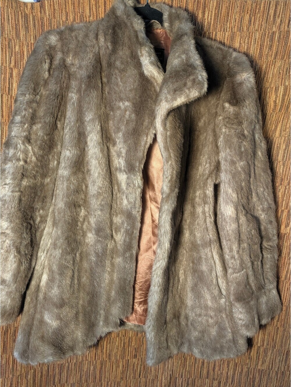 Vintage Lilli Ann Adolph Schuman Brown Faux Fur Coat Made in England